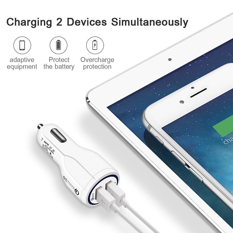 5v 3.1a qc3.0 dual usb autolaturi 2 porttia pikalataus 30w 12v-24v yleisvirtalähde iphone samsung xiaomi huawei