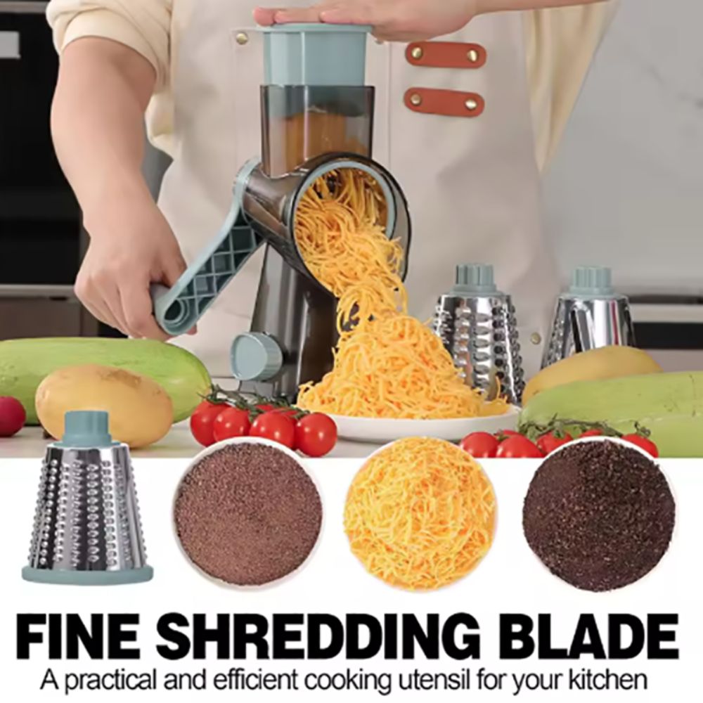 Keukengadget 3-in-1 Handslinger Groentesnijder Handmatig Arbeidsbesparende Roterende Kaasrasp Plastic Groentenversnipperaar Wortelen