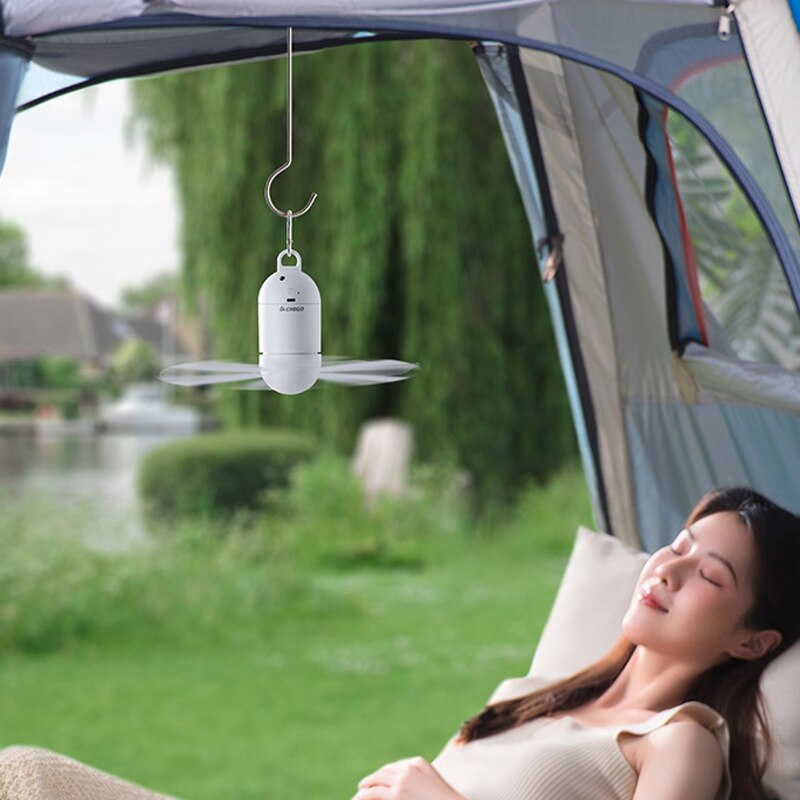 USB Powered Ceiling Fan with Remote Controller Portable Tent Hooks Hanging Fan 4 Gear Detachable for Tent Car RV Camping