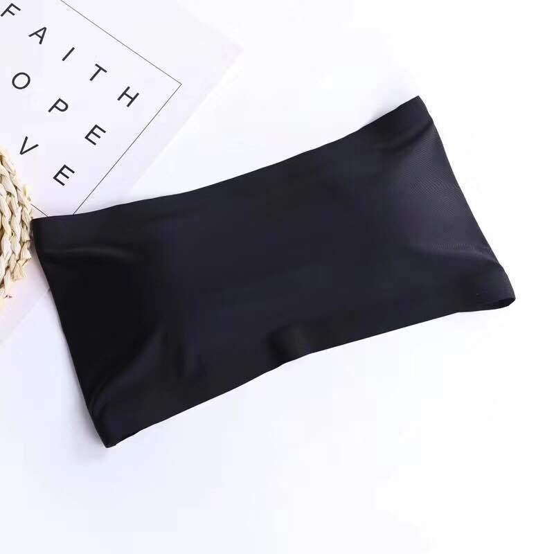 Solid Tube Top Women Casual Women Lady Bandeau Comfortable Strap Bras Tops Tube Chest Wrap Underwear Black White: Black