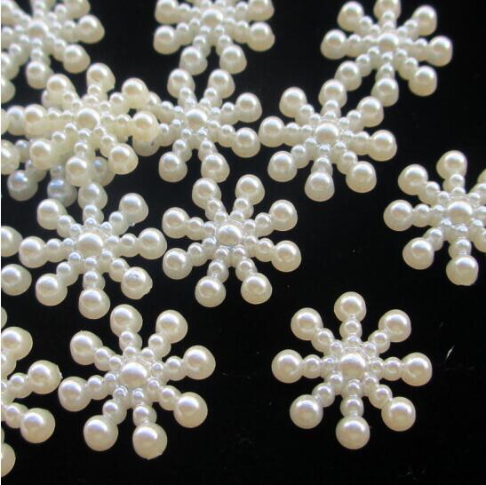 50 st 15mm vita snöflinga pärlor hantverk abs imitation pärlor flatback för konst scrapbooking / gör-det-själv dekoration