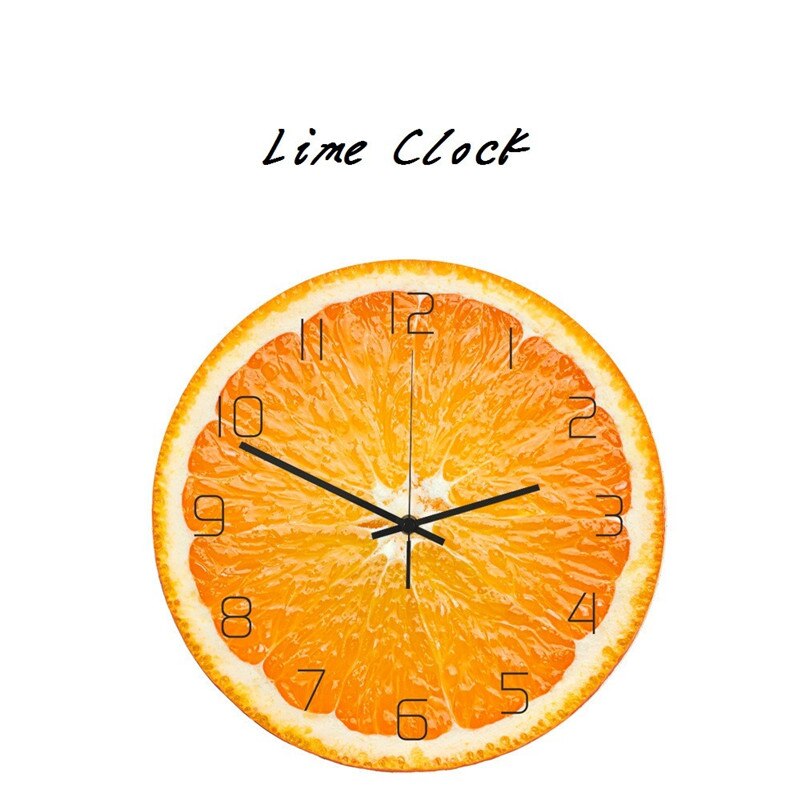 Groene citroenfruit wandklok voor keuken, acryl, stille hangende horloge, slaapkamerhorloge, lasser, muurklok, woondecoratie: Cc093