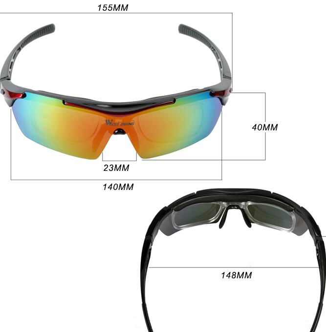 WEST RADFAHREN Radfahren Sonnenbrille Polarisierte 5 Objektiv Winddicht Anti-fog Mypia Rahmen Sport MTB Fahrrad Brillen Radfahren Gläser