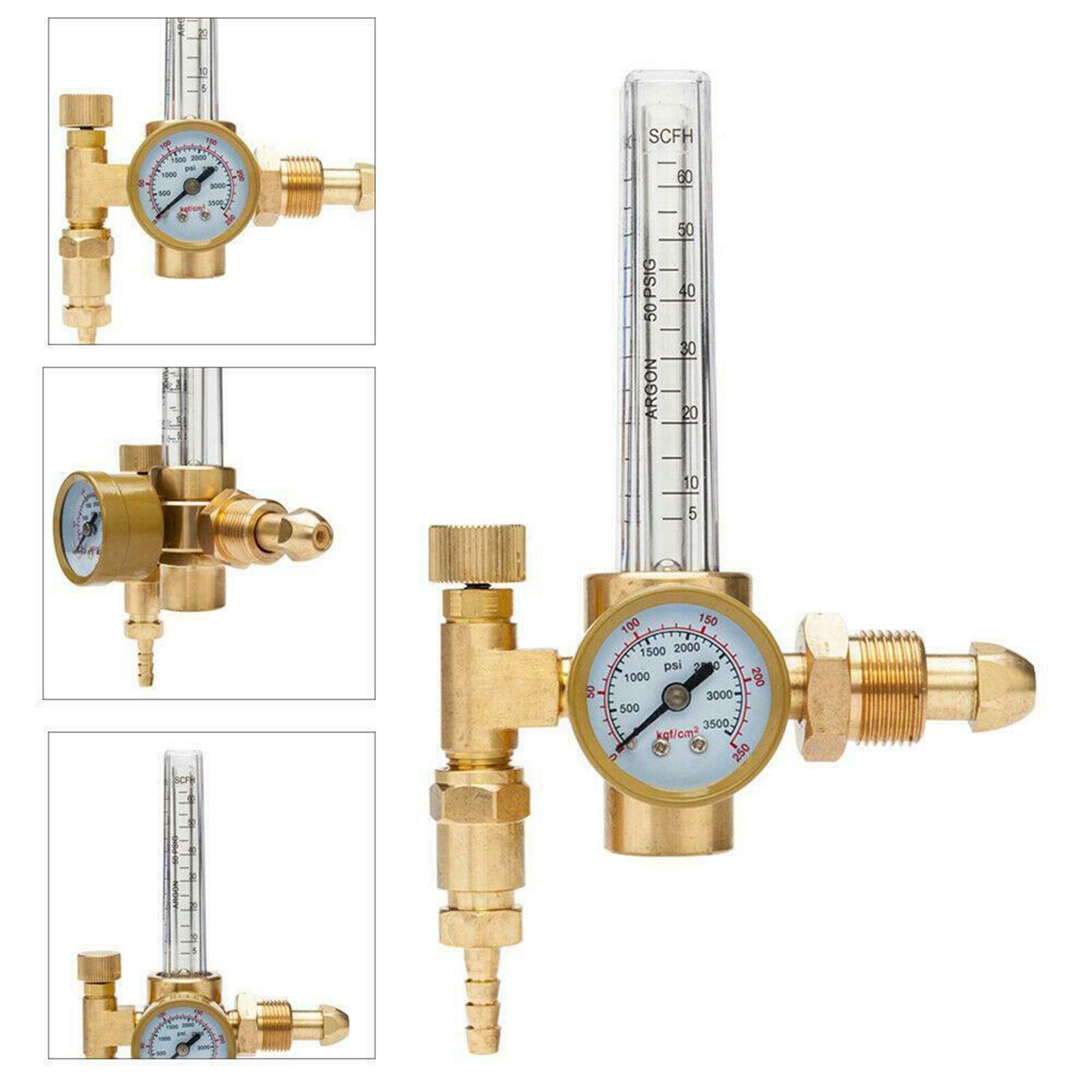 Argon Regulator Pressure Reducer 0-25LPM Flow Meter Regulator Mig Tig Flowmeter 3500PSI Gauge