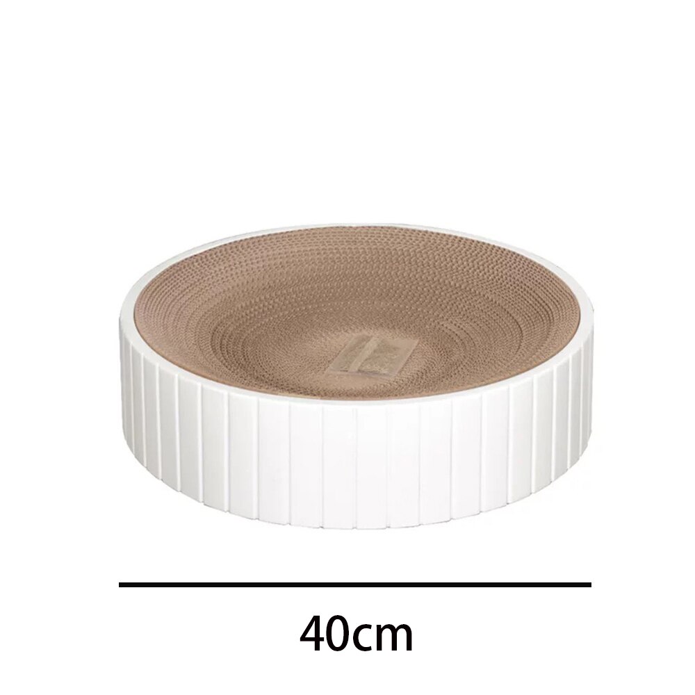 Round Cat Scratcher Grinding Claws Cardboard Corrugated Paper Wear Resistant Scratcher Pad Relaxing Cat Bed Supplies: big white