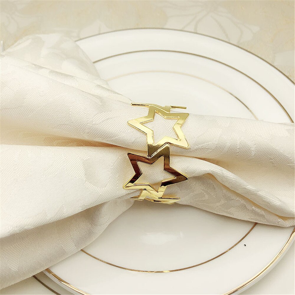 Metal gold five-star dining ring tabletop decoration for western food, wine party, family gathering, wedding banquet