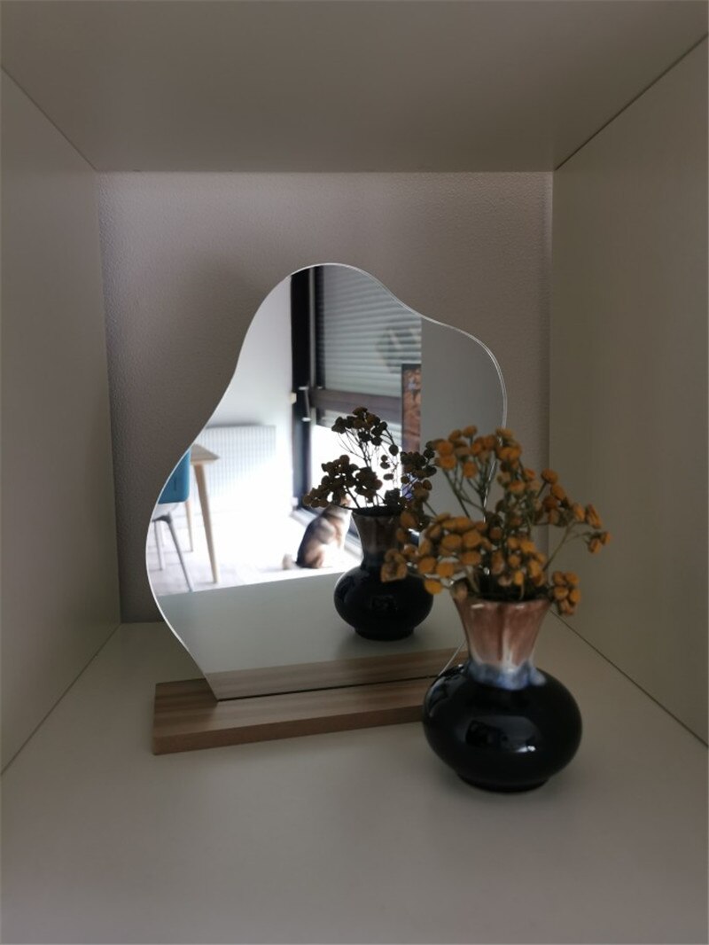 Koreanisch Dekorative Spiegel Dressing Spiegel SchöNe Spiegel Schlafzimmer Schlafsaal Welle Mond Spiegel Hut EINE Basis Eitelkeit Spiegel Hause Dekor: Welle Spiegel