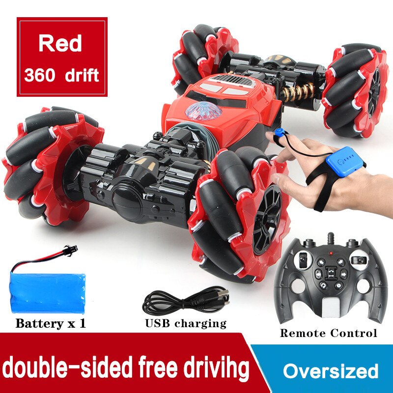 RC Car Radio Control Stunt Car Gesture Induction Twisting Off-Road Vehicle Light Music Drift High Speed Climbing RC Car: RED 1B Watch remote