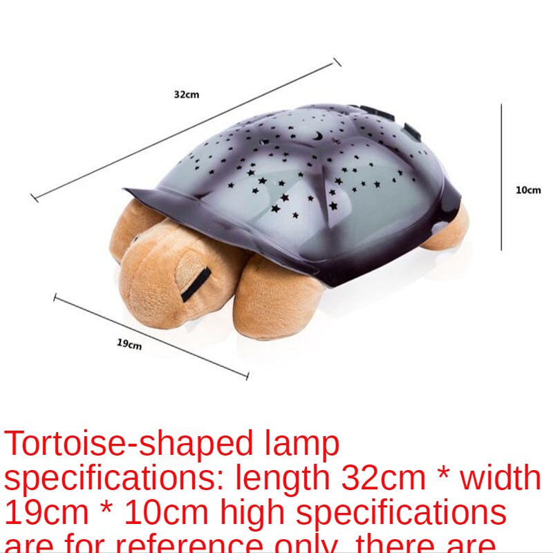 Lámpara de proyector de tortuga de peluche para niños, proyector de cielo estrellado de música, juguete luminoso para dormir, decoración de dormitorio, luz nocturna: yellow-grey