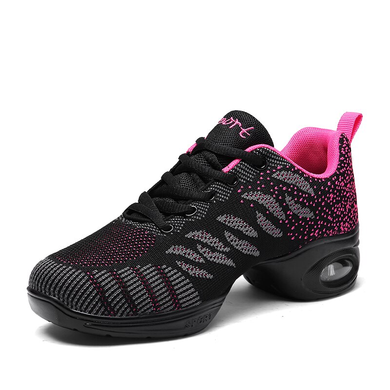 Zapatos de baile transpirables con amortiguación para mujer, zapatillas deportivas ligeras para baile moderno, zapatillas de entrenamiento para chica: GrayMeiRed / 4