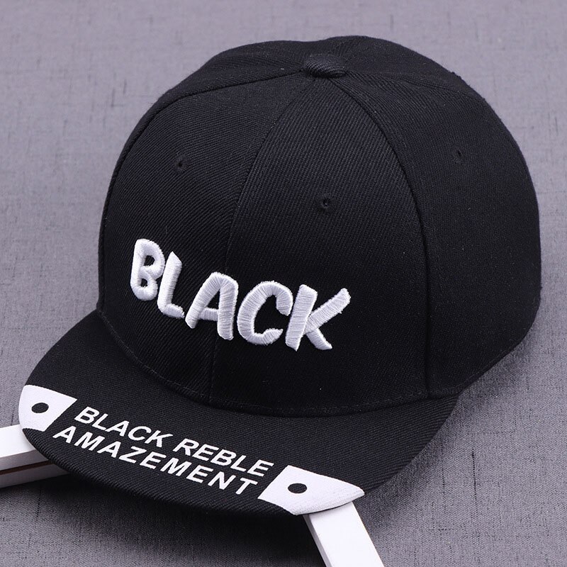 bebé niño gorra de béisbol con letras gorra para el sol para niños resorte ajustable verano Hip Hop bebé gorras: black