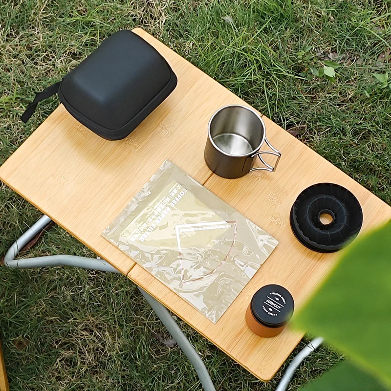 Set da caffè preparato a mano da viaggio, tazza da campeggio portatile con filtro in silicone per auto all'aperto, utensili da caffè entry level