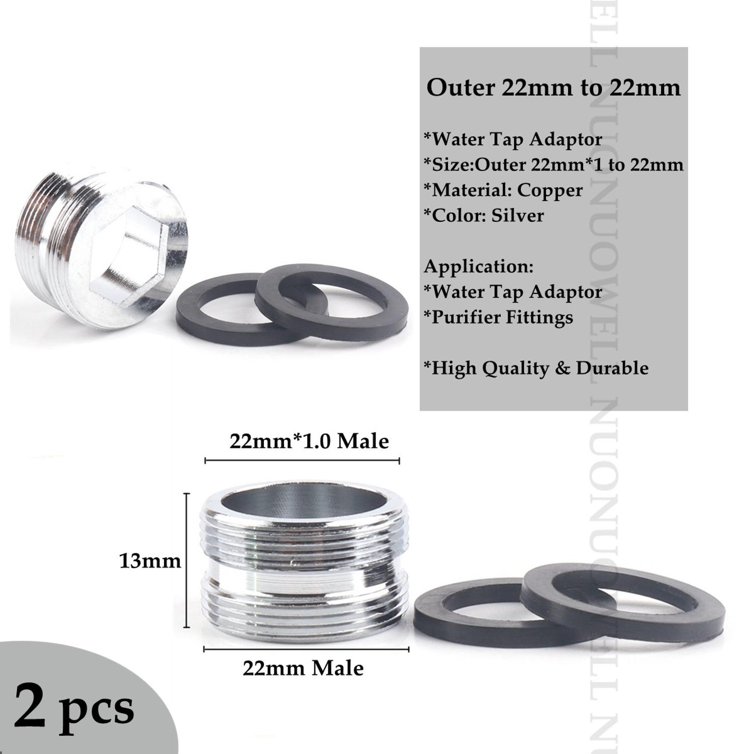 2pcs M22 Copper Kitchen Faucet Aerator Water Tap Adaptor Purifier Fittings Replacement Accessories Male Female Pipe Fittings: M22x1-M22
