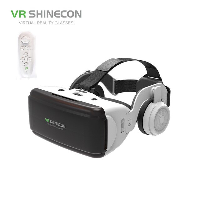 Original VR Virtual Reality 3D Glasses Box Stereo VR Google Cardboard Headset Helmet for IOS Android Smartphone Bluetooth Rocker: G06E with White