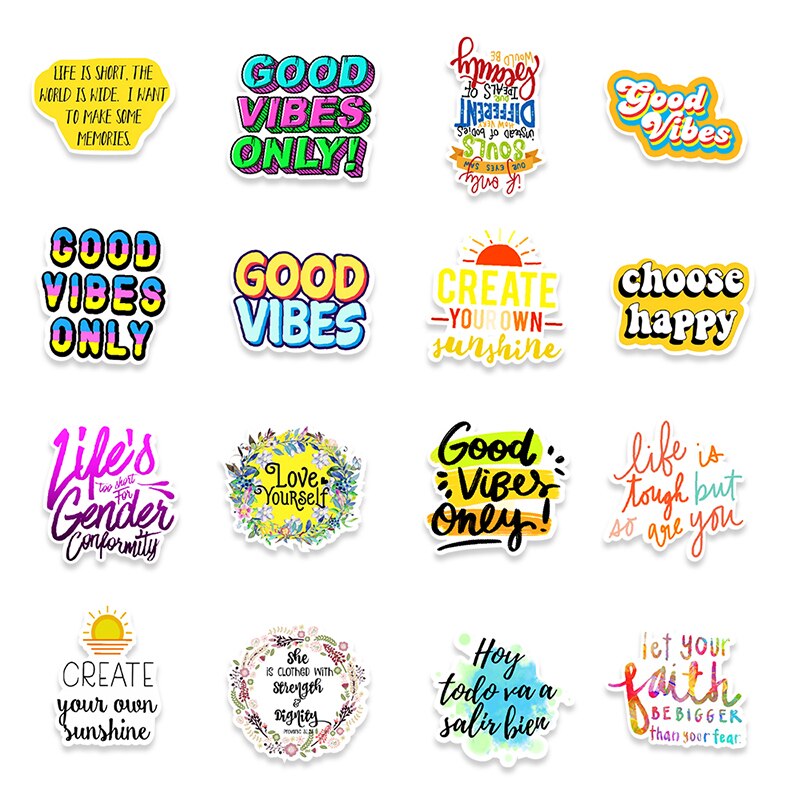 50Pcs Motivatie Zinnen Sticker Inspirational Life Quotes Decals Laptop Studeerkamer Scrapbooking Graffiti Sticker