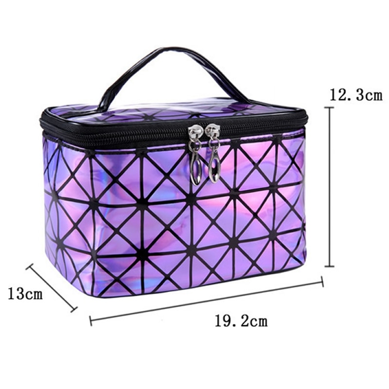 Functional Cosmetic Bag Women PU Leather Travel Make Up Necessaries Organizer Zipper Makeup Case Pouch Toiletry Kit Bag