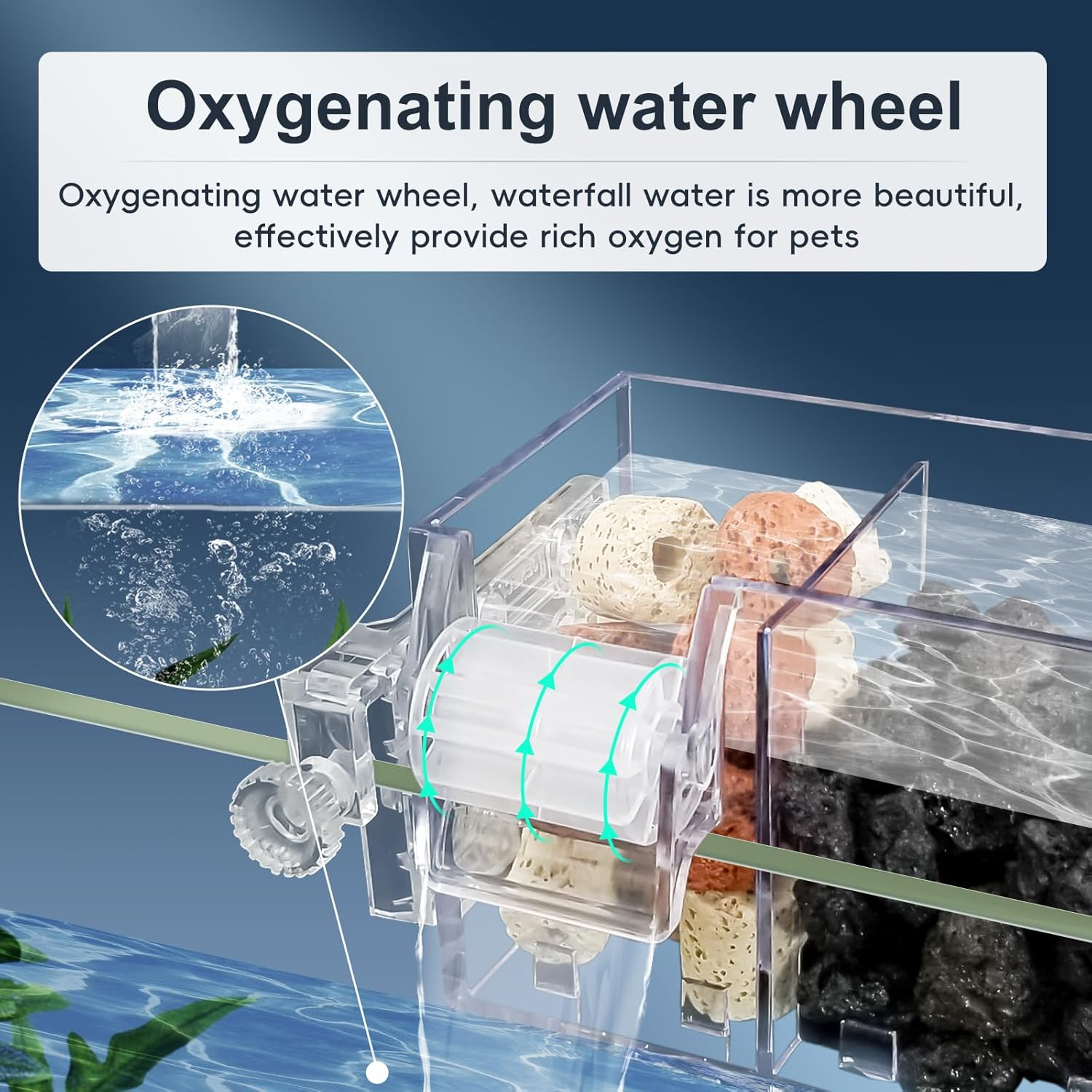 Fish Tank Waterfall Filter Box Wall Mounted Built-In Silent Circulating Water Purifier 3-In-1 Oxygenator for Aquarium Tank Box