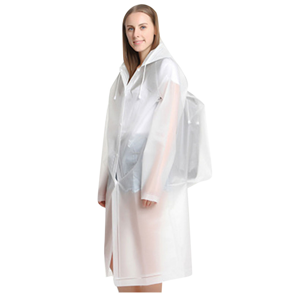 Outdoor Motorcycle Raincoat Long Men Women Hooded Jacket Rainproof Rainwear Rain Coat Poncho Environmental Driver Rain Jacket: White / L