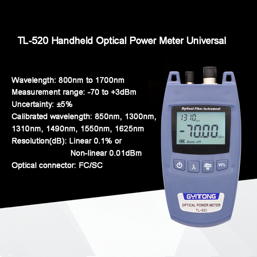 KKMOON TL-520 Handheld Universal Optical Power Meter Connector Machine Fiber Optic Cable Tester Visual Fault Locator