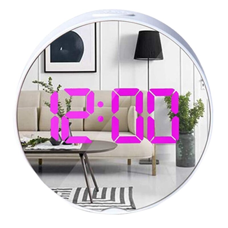 LED Digital Alarm Clock USB Electric Desk Bedside Clocks with Snooze Date Temperature 12/24Hour for Bedroom Office: White pink word