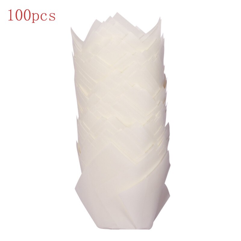 50/100150 Pieces Tulip Baking Cup Cake Cups Muffin Baking Liners Holders Rustic Cupcake Wrapper Baking Paper Parchment Paper: White 100pcs
