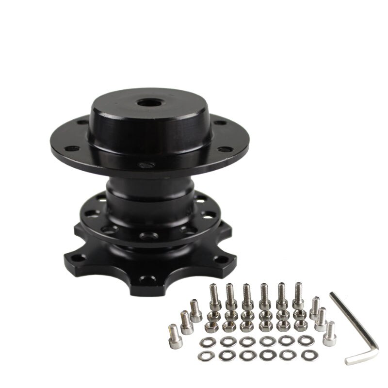 Universal Steering Wheel Quick Release Hub Boss Kit Wheel Hub Adapter For 6 hole Steering Wheel Hub: black