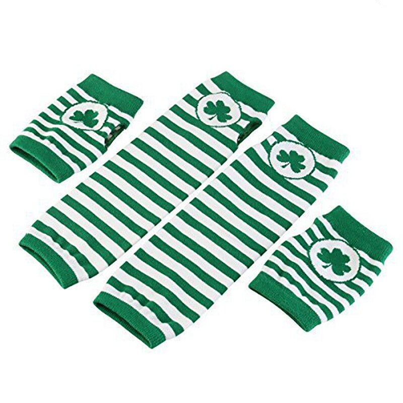 Ierse St. Patrick 'S Day Klaver Manchet Handschoenen Mode Accessoires Kit 4 Stuks