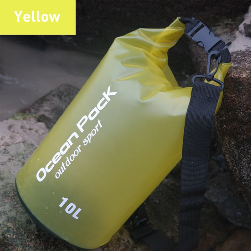 Clothes Storage Vacuum Waterproof Bag Beach Dry Bag Sack Waterproof Pouch Floating Dry Gear Bags for Boating Swimming: 10L Yellow