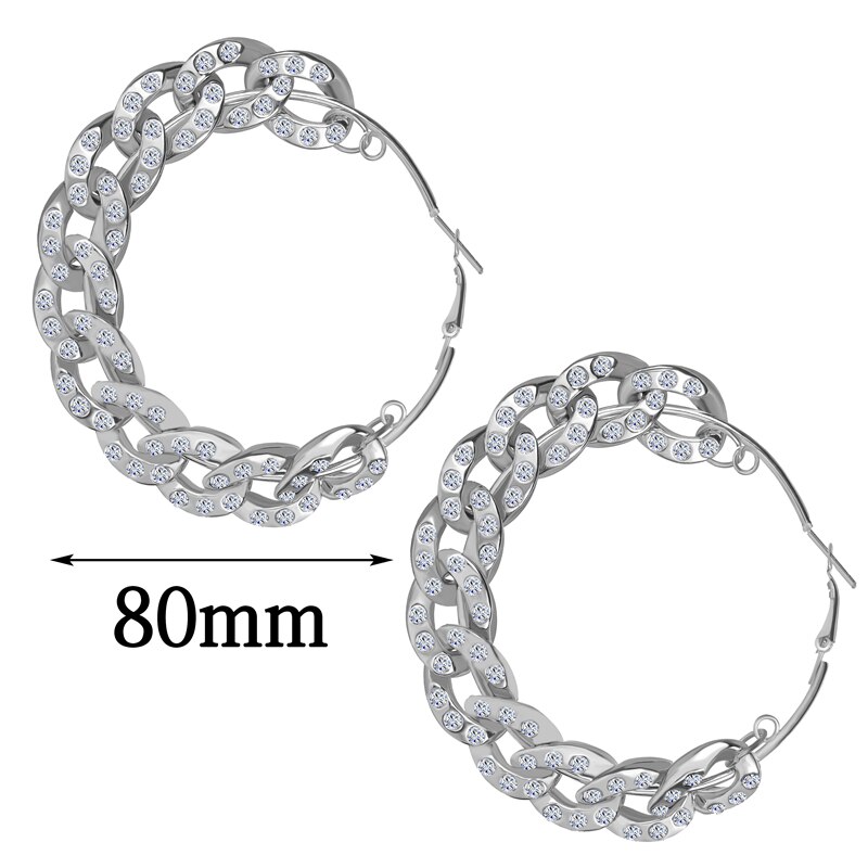 Boheme oversize kæde hoop øreringe til kvinder krystal rundt metal hoop ørering kvindelige smykker erklæring: 516970203