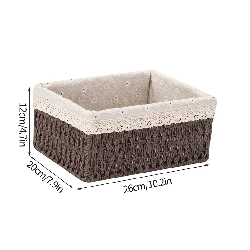 Rieten Opbergmanden Geweven Keuken Organizer Box Wasmand Snack Speelgoed Opbergdozen Bureau Accessoire Room Decor: Roze