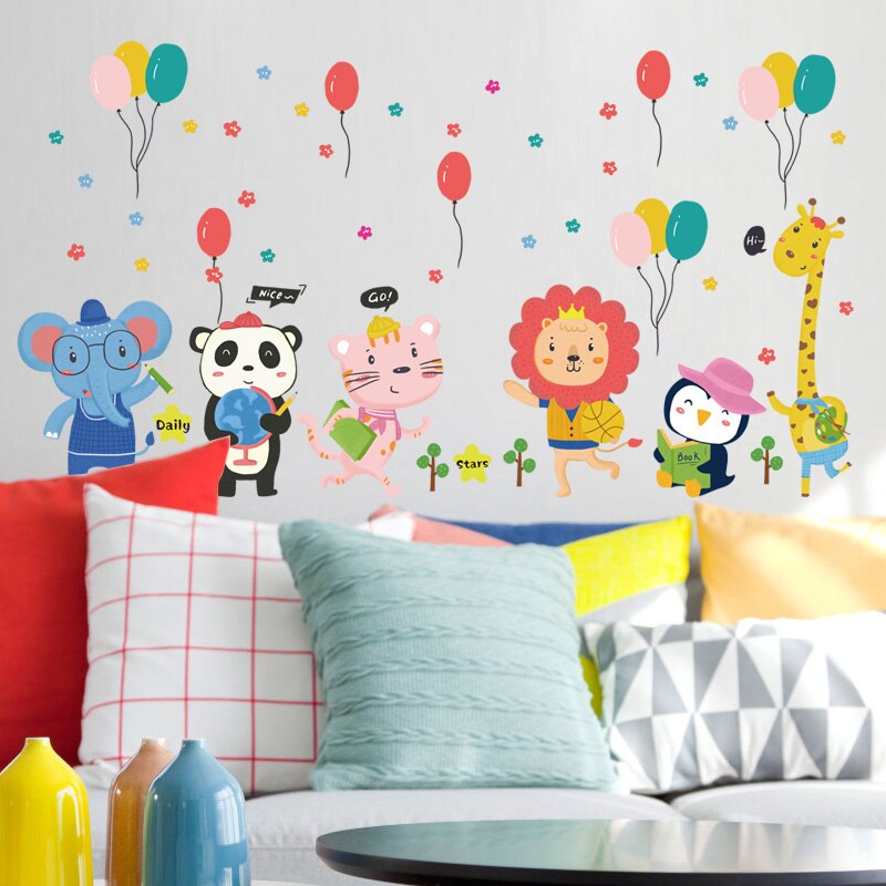 1 sæt dyr serie tegneserie dyr aftagelige vinyl wallstickers børn favoriserer baby shower drenge soveværelse søde kunst decals
