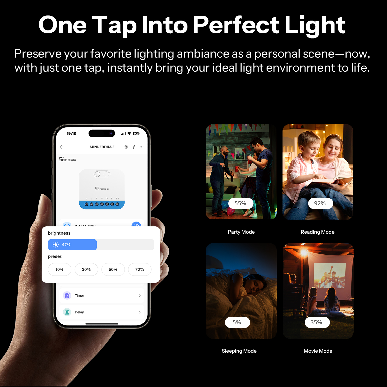 Sonoff mini-zbdim-e zigbee lysdæmper vægafbryder orb-zbdim intelligent flimmerfri dæmpning omfattende elektrisk sikkerhedssystem