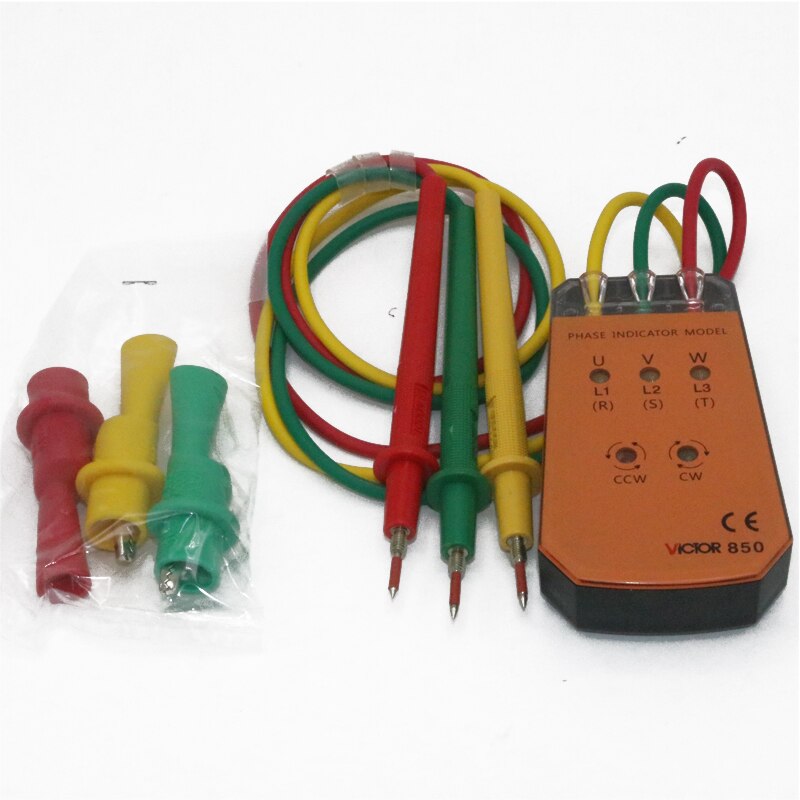 VICTOR VC850 3 Phase Sequence Rotation Indicator Tester 200~480V Checker Meter LED+Buzzer