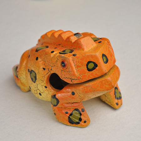 Sound Frog Decompression Toy Solid Wood Carving Color Lucky Frog Hand-painted Teak Jucai Home Decoration: Orange