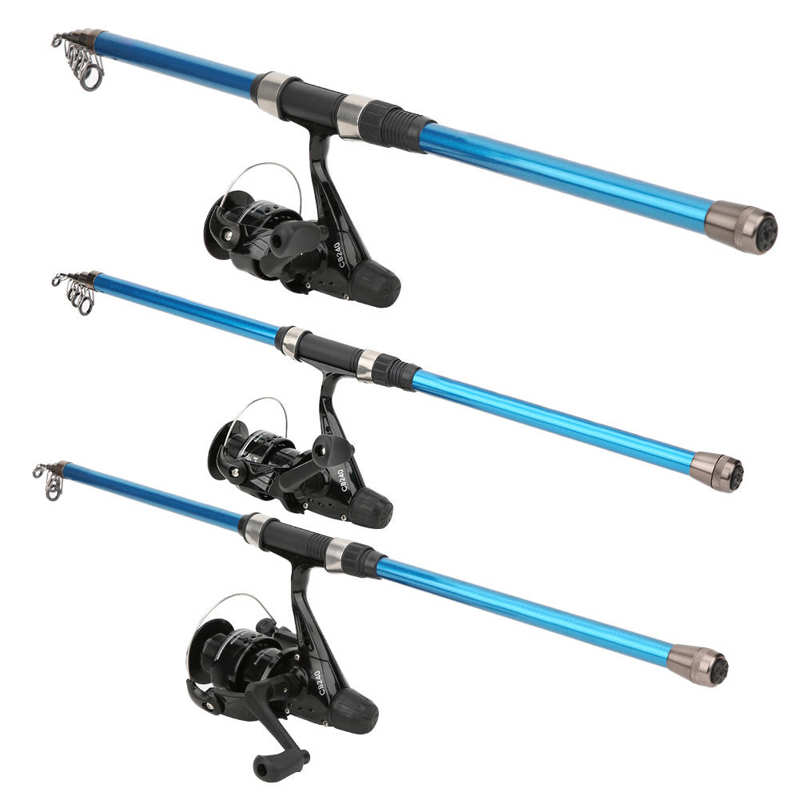 1.8/2.1/2,4 m Angelrute Combo 24T Carbon Teleskop Angelrute Set mit Linie Lockt tackle Haken 5.5:1 Reel Volle Tool Kit