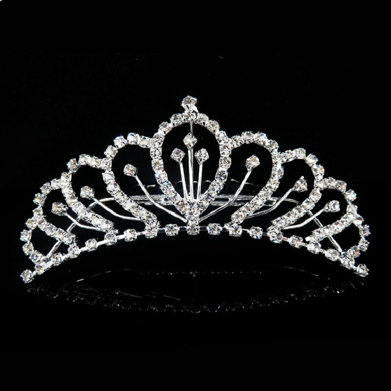 Wedding Nuziale di Cristallo Tiara Corone Principessa Queen Cuore Fasce Del Fiore Accessori Per Capelli Da Sposa per la Sposa monili Dei Capelli: H91JM