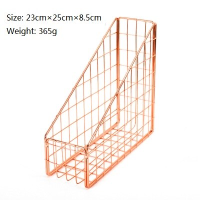 Rose Gold Gold Electroplated Iron Desktop Rack Shelf File Magazine Box Office Rack Stationery Organizer Holder: rose gold