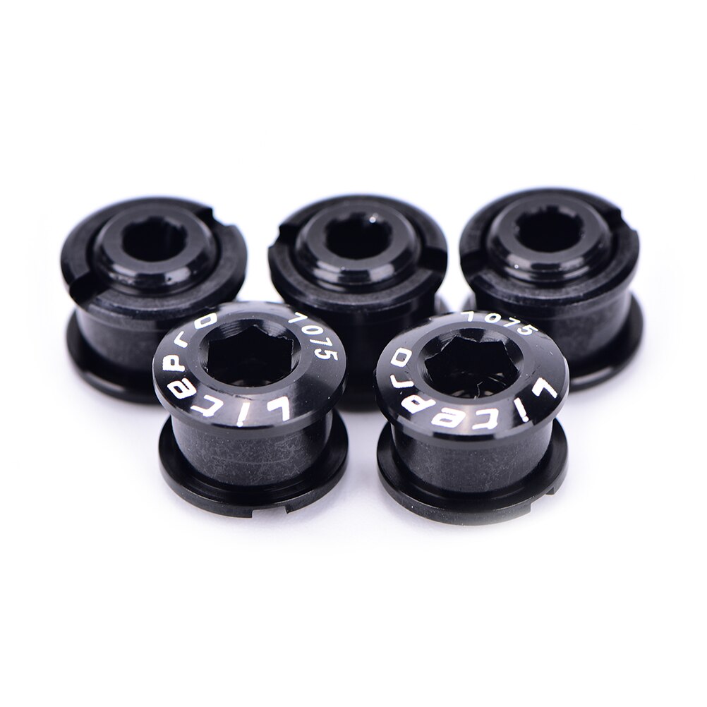 5 PCS CNC 7075 Parafuso Disco para Pedaleira Pedaleira de Bicicleta de Estrada MTB Bicicleta Peças Coroa Parafuso Parafusos da Roda Dentada Da Bicicleta: Black