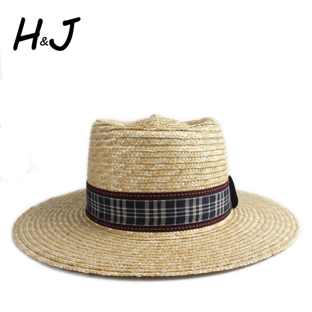 Handgemaakte Zomer Vrouwen Mannen Pork Pie Hoed Zonnehoed 100% Tarwe Stro Strand Hoed Dame Brede Rand Schipper Panama Beach zonnehoed Jazz Hoed