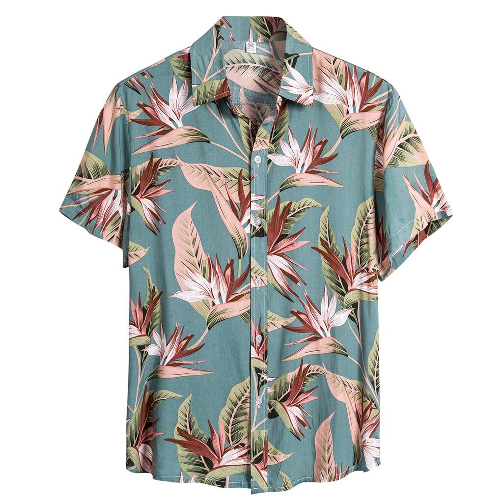 Camisa Casual para hombre a la estampado étnico solapa transpirable manga corta Camisa ropa de calle vacaciones hombres camisas hawaianas