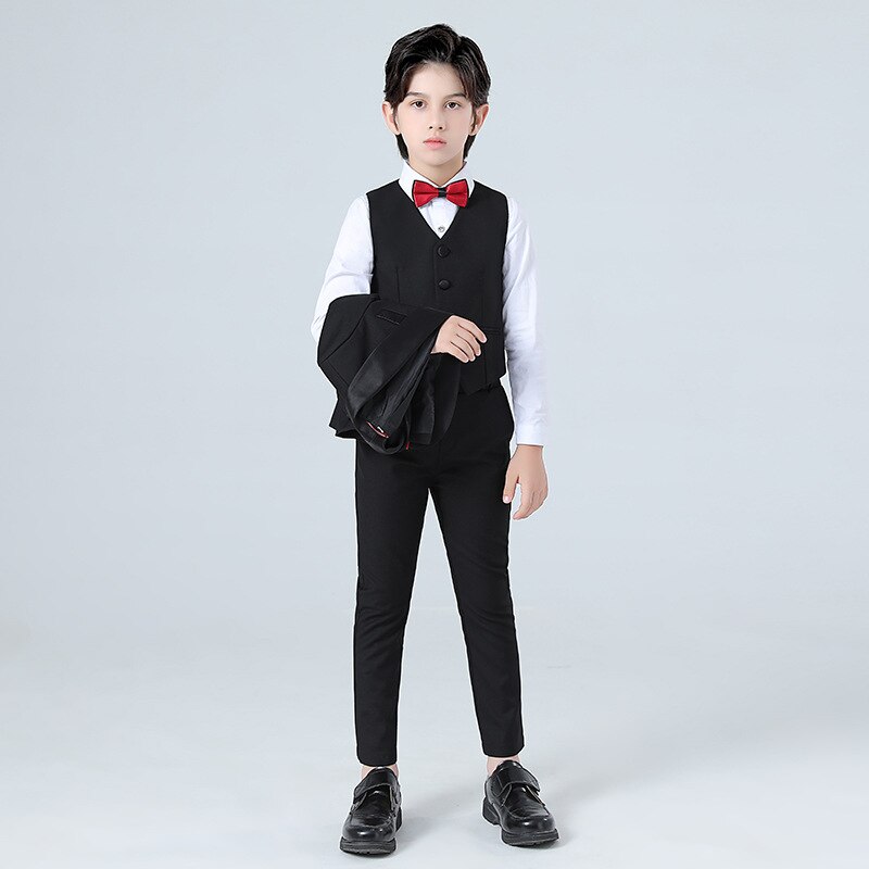 Boys Wedding Suit Moring Coat Teen Gentlemen Kids Formal Tuxedo Dress Child Party Blazer Vest Bowtie Pant Toddler Clothes Sets