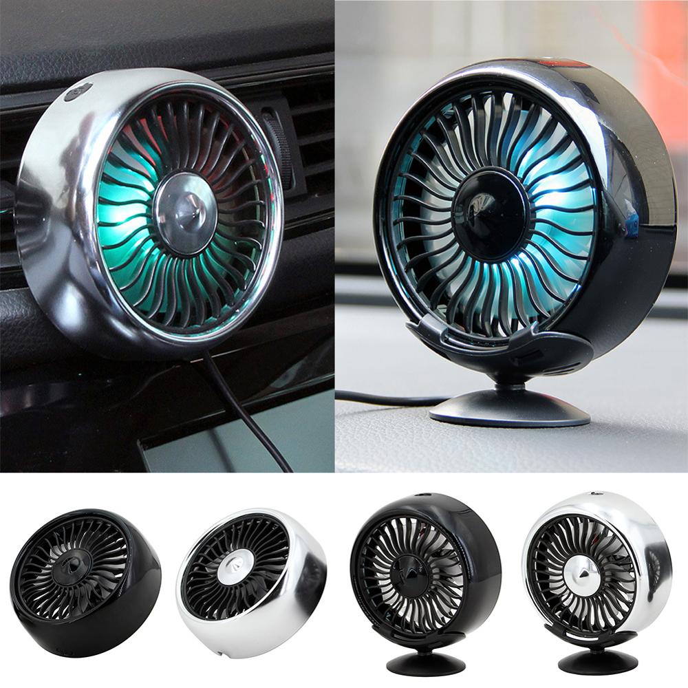 12V Electric Car Fan 360 Degree Rotatable 2 Speed Dual Head Car Auto Cooling Air Circulator Fan for Van SUV RV Auto