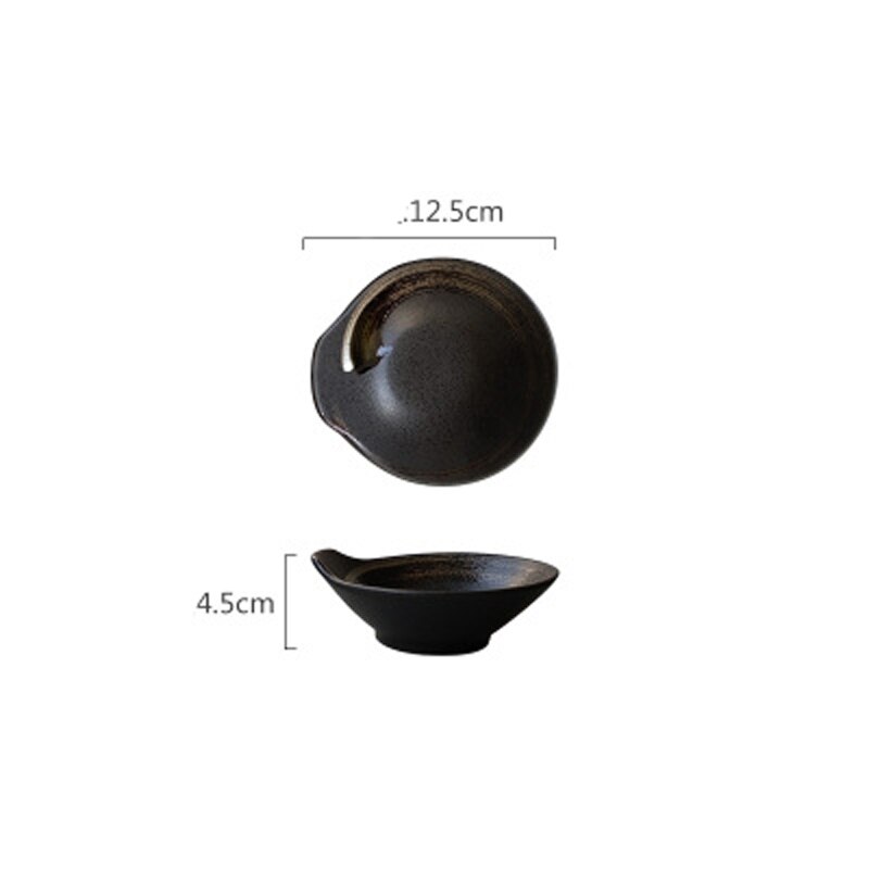 Japanese-style tableware for one person ceramic tableware set household simple single 5-piece bowl and plate restaurant: black