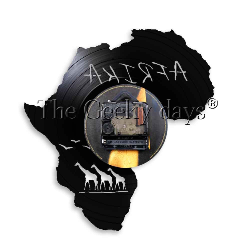 Horloge murale en vinyle animaux d'afrique, girafe Nature, animaux animaux, décoration artistique,