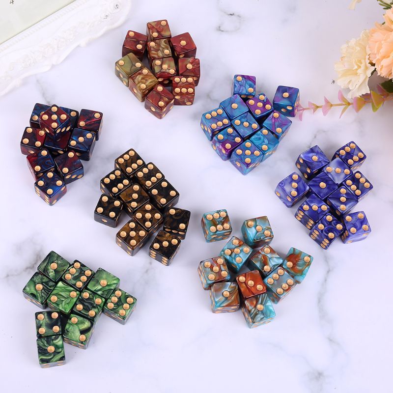 10pcs/set Number 16 Square Polyhedral Dices Bead Acrylic Digital Dice Desktop Table Game Props