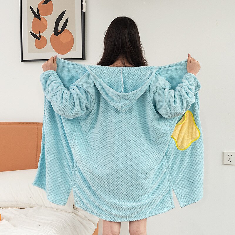 Wearable Bath Towel Women Household Hooded Cloak Microfiber Bathrobe Home Clothes Bathroom Towel Wrap Dress Pink Beach Towels