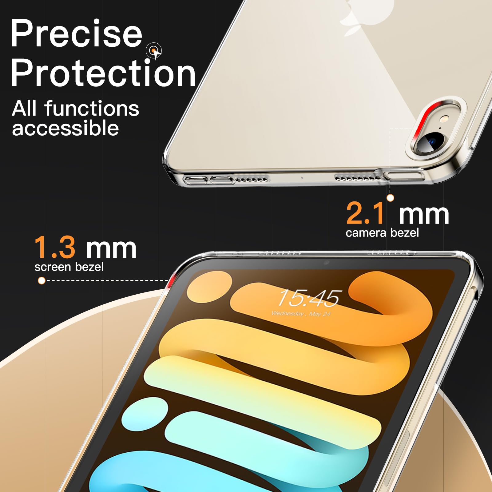 Capa transparente para iPad mini 7/(A17 pro) 2024 Capa protetora anti-impacto TPU anti-queda para iPad mini 6 2021 (8,3 polegadas)