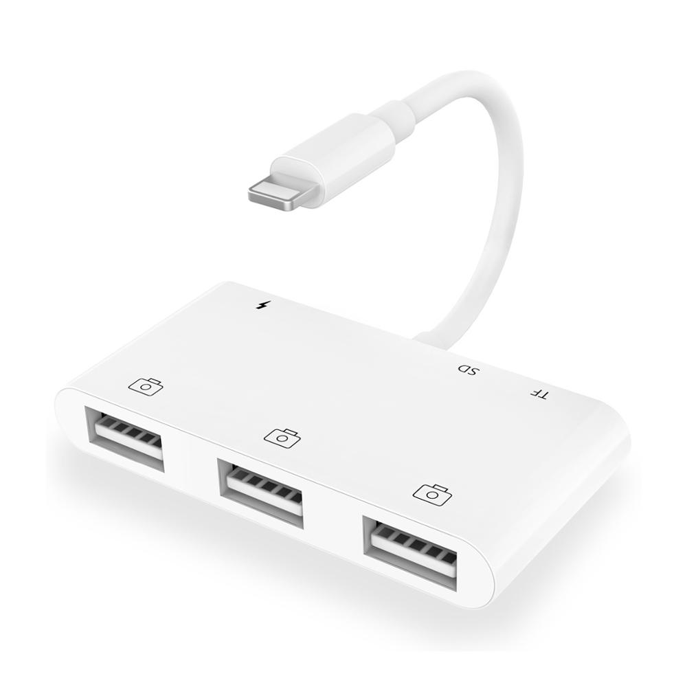 Uthai  c64 til iphone 6 in 1 adapter usb 3.0 tf sd kortlæser tilslut mus tastatur opladningskonverter til ios 13 iphone 11 x xr