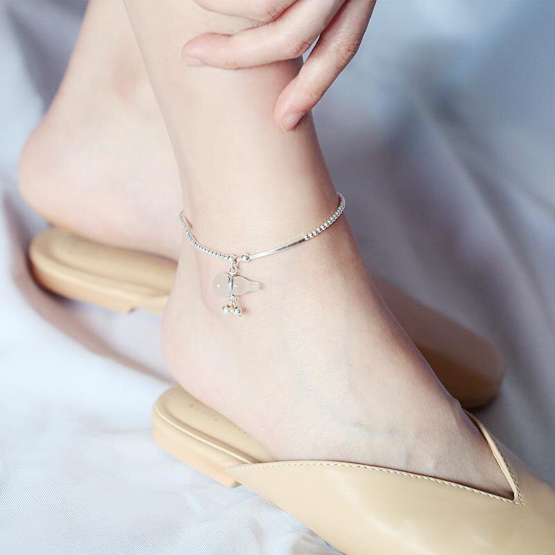 Nischen-fußkettchen, damen, jade, kleiner kürbis, schlicht, sexy, fußkettchen, seil, kette, schmuckaccessoires