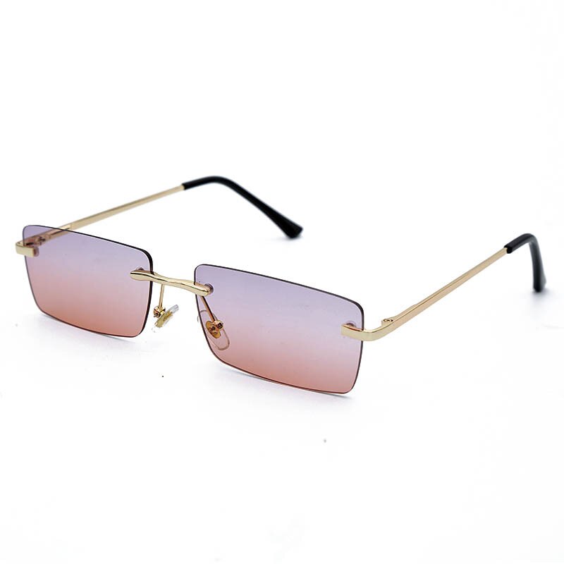 Hip hop solbriller uden kant kvinder mænd rektangulære solbriller mærke metal solbriller streetwear briller: Te